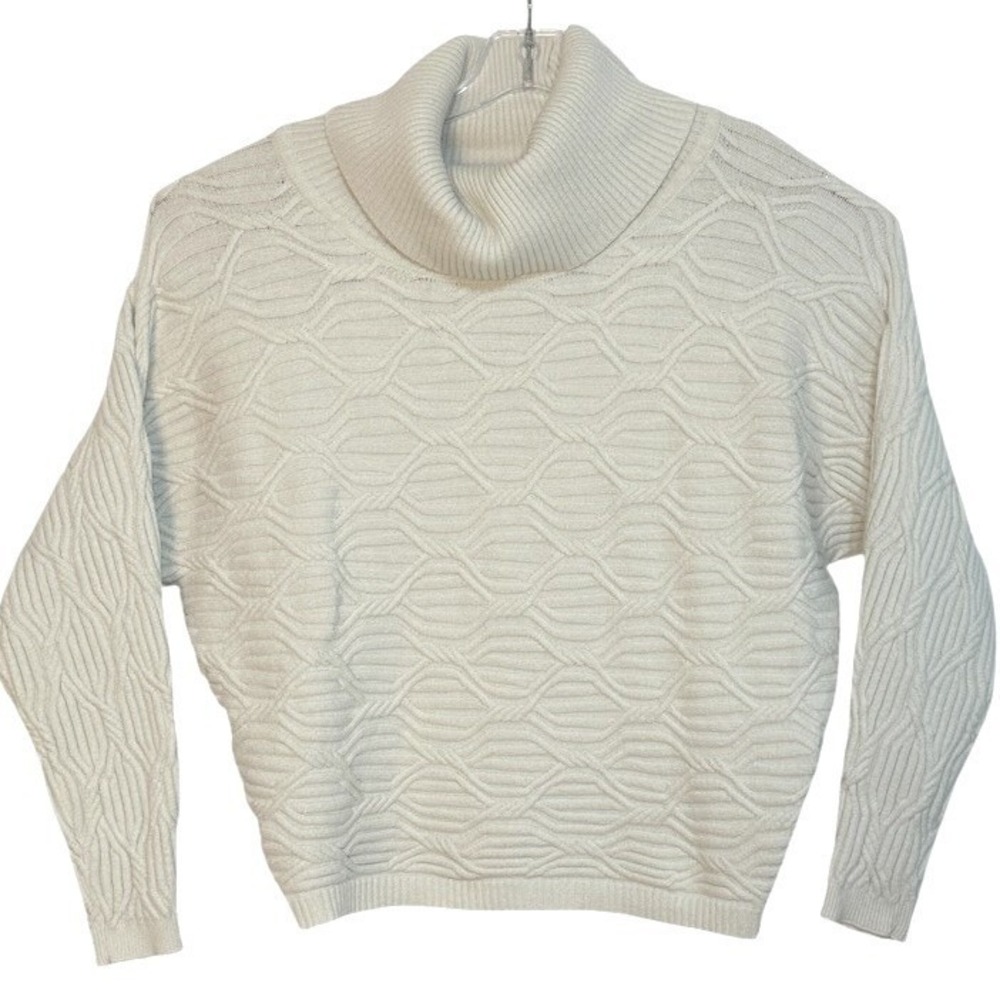 Cyrus Turtleneck Sweater Women Cream Lattice Cable Knit Cozy Fall Soft Girl S
